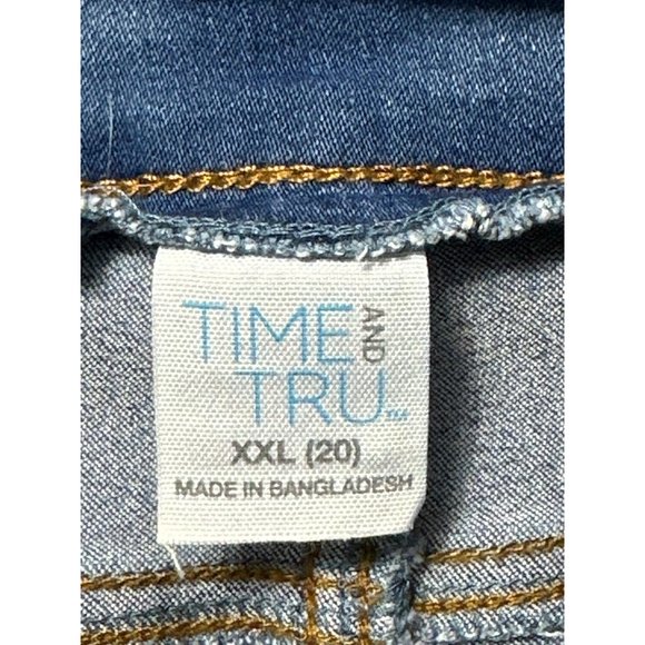 Time And Tru Shorts Womens XXL 20 Blue Jean Denim Rolled Cuff Medium Wash - Picture 3 of 10